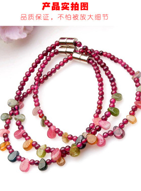 天然碧玺 石榴石碧玺雨滴手链 水晶 夏季百搭款 韩版