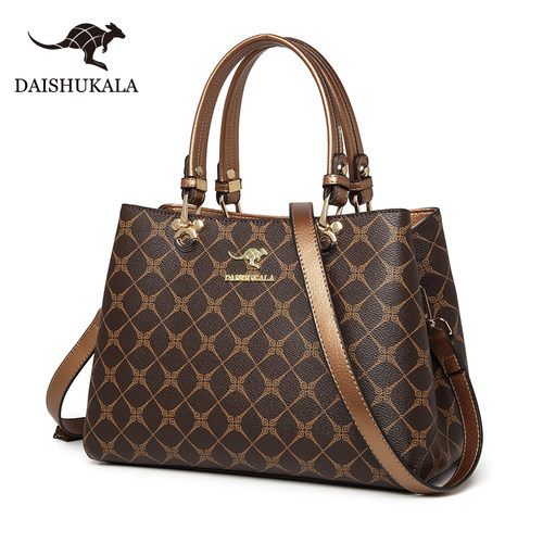 袋鼠真皮包包女2025新款大气斜挎包时尚女士中年妈妈款手提女包潮 - 图1