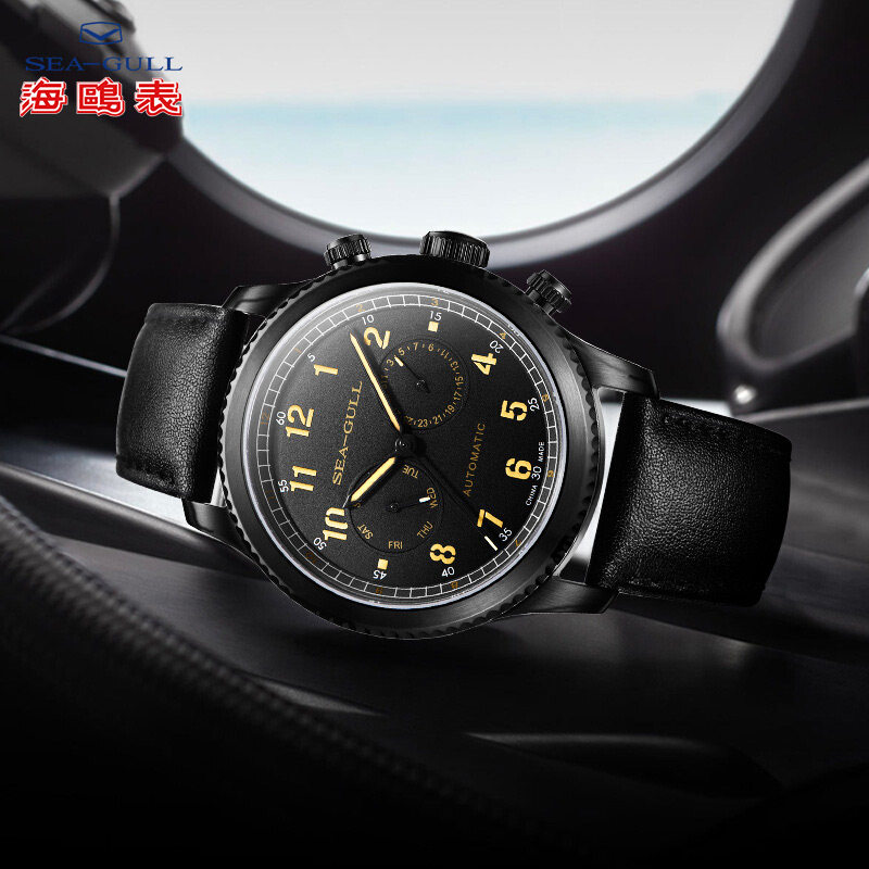 正品海鸥手表男士双时区防水夜光全自动机械表男表飞行员6080H潮 正品海鸥手表男士双时区防水夜光全自动机械表男表飞行员6080H潮