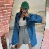 dch quần áo phụ nữ 2021 mới retro phong cách Hồng Kông sang trọng dài tay áo sơ mi denim nữ áo khoác rộng - Áo sơ mi dài tay