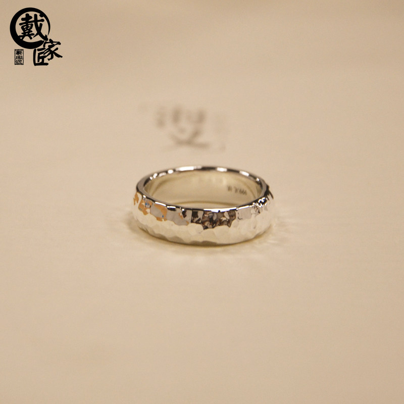 《波光粼粼》原创999纯银手工对戒 戴家匠戒指/指环