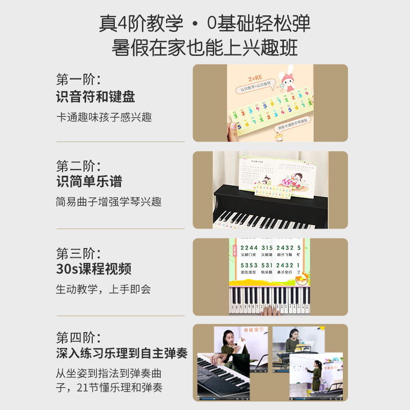 俏娃儿童小钢琴木质电子琴宝宝婴儿玩具乐器启蒙生日礼物37键家用