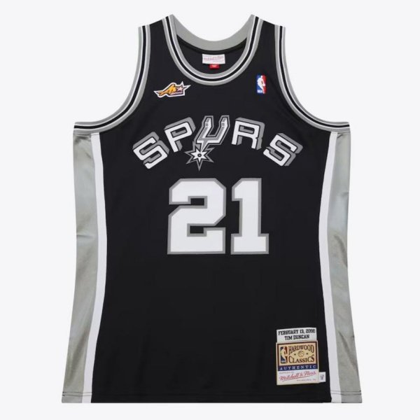 美国直邮 马刺mitchellness 2000全明星Authentic球员版球衣-邓肯 - 图0