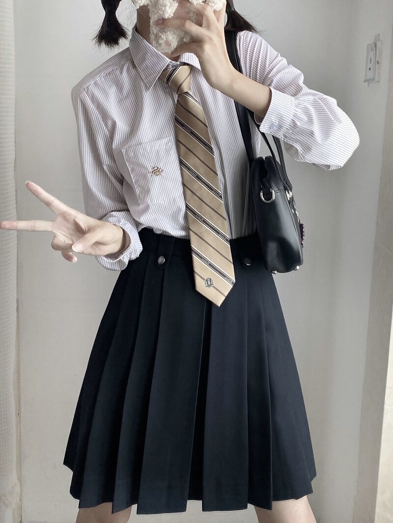 【潘特维拉】小山南自制长袖jk制服衬衫上衣刺绣条纹休闲百搭款