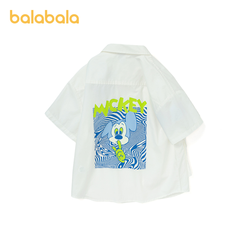 巴拉巴拉男童短袖衬衫纯棉中大童夏装童装新款儿童格纹拼接翻领潮-图2