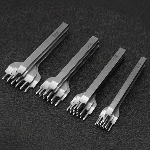 皮革打孔菱斩 DIY皮雕皮艺斜平斩手工缝纫工具套装3 4 5 6mm - 图1