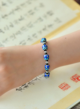 925纯银珐琅手链九朵莲步步生莲