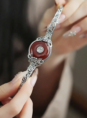 牡丹花平安扣手镯女复古做旧古典