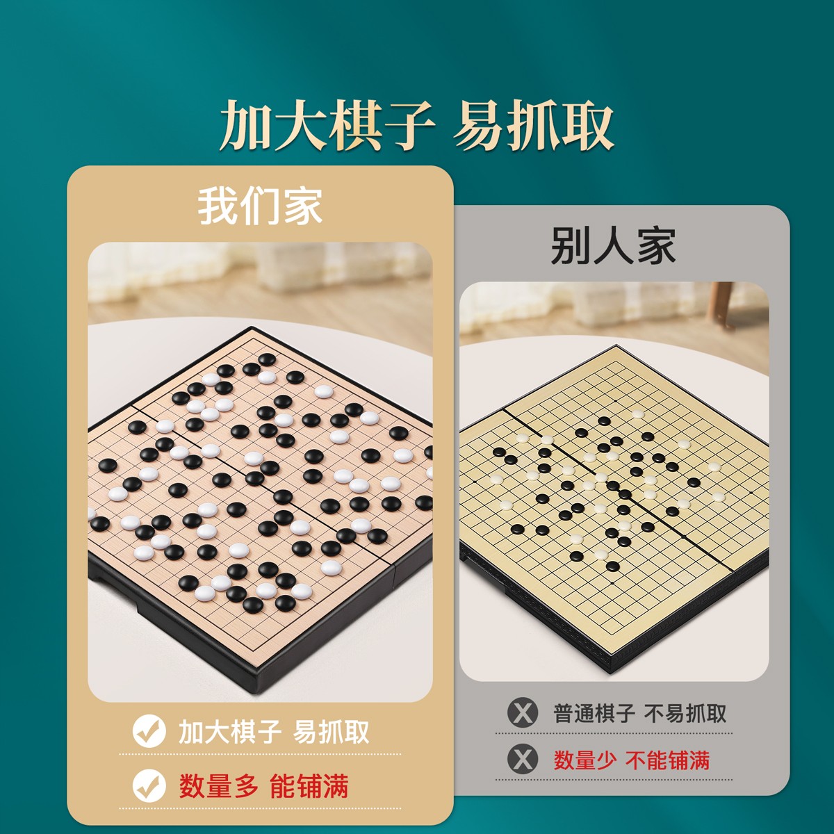 磁性五子棋围棋子儿童初学套装小学生带磁性标准棋盘成人版磁吸式 - 图0