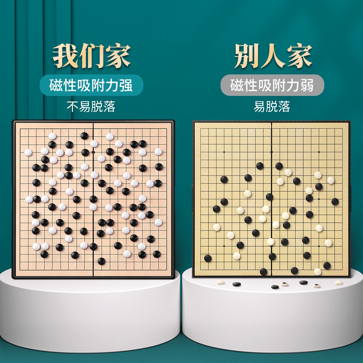 磁性五子棋围棋子儿童初学套装小学生带磁性标准棋盘成人版磁吸式 - 图1