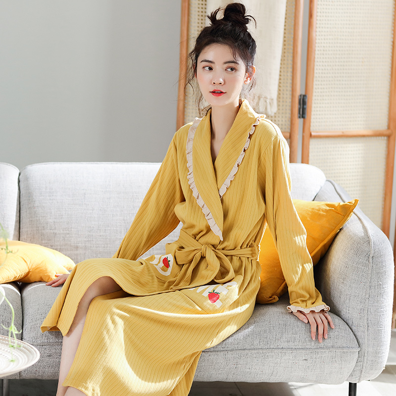 2022年新款春秋长袖长款甜美睡袍 朵拉日记睡袍/浴袍
