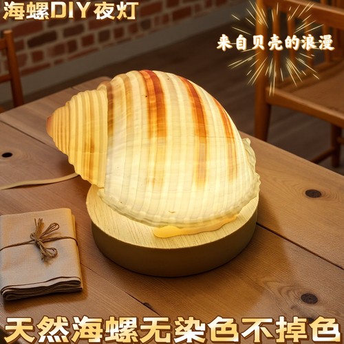成品海螺小夜灯生日七夕礼物贝壳海胆灯diy手工材料包活动沙龙 - 图1
