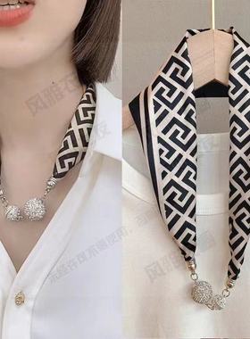 女百搭西装饰品衬衫丝巾扣项链围脖领巾围巾衣服挂件春夏时尚劲链