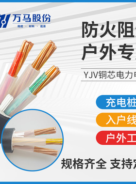 万马 z-ryjv国标铜芯电缆线 2 3 4 5芯4 6 10 16 25 35 50 70平方