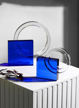 系列几何软装桌面别墅蓝色水晶