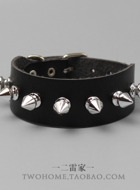 朋克风单排铆钉手链pu皮带扣腕带