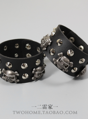 个性霸气骷髅铆钉朋克街舞手环
