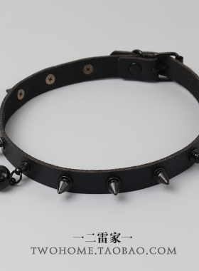 暗黑铃铛挂坠PU项链皮带扣choker