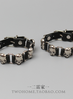 朋克骷髅头皮革手链手环铆钉腕带