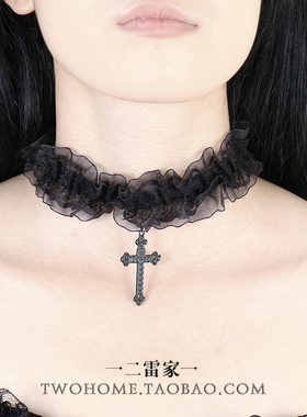 十字架蕾丝项圈辣妹choker项链酷