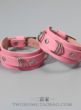 皮带式粉色皮革手环腕带手链配饰