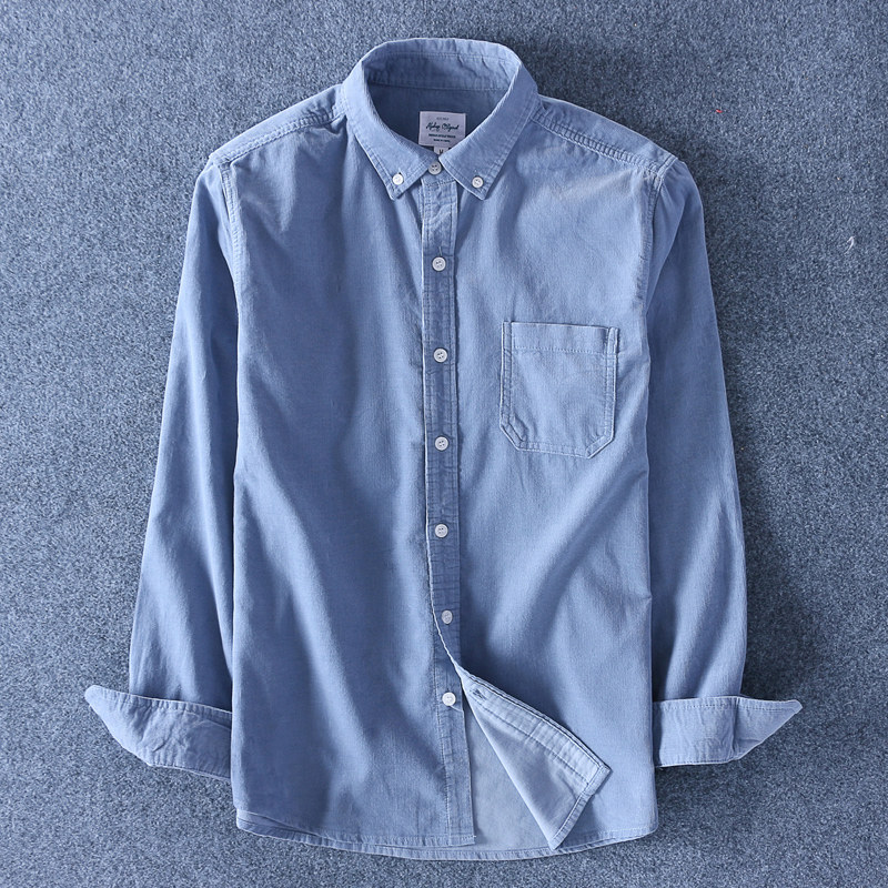 灯芯绒衬衫男长袖春秋纯棉宽松休闲上衣潮流复古全棉条绒衬衣外套,淘宝优惠券,粉丝福利购,淘宝优惠卷