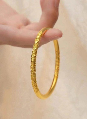 金店同款金包银卷草纹黄金手镯女