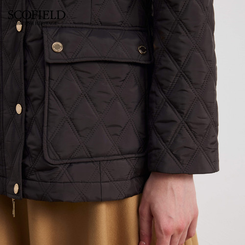 【3M新雪丽】Scofield女装灯芯绒领拼接菱格棉服外套2025秋冬新品 - 图2