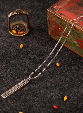 三种心咒经文吊坠银质项链