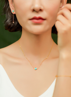 星月原矿松石项链耳饰手链