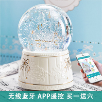 Snowflake Water crystal Ball Music Box Rotation Trojan Eight soundbox Bluetooth speaker Men and women Friends Child Birthday New Year gifts