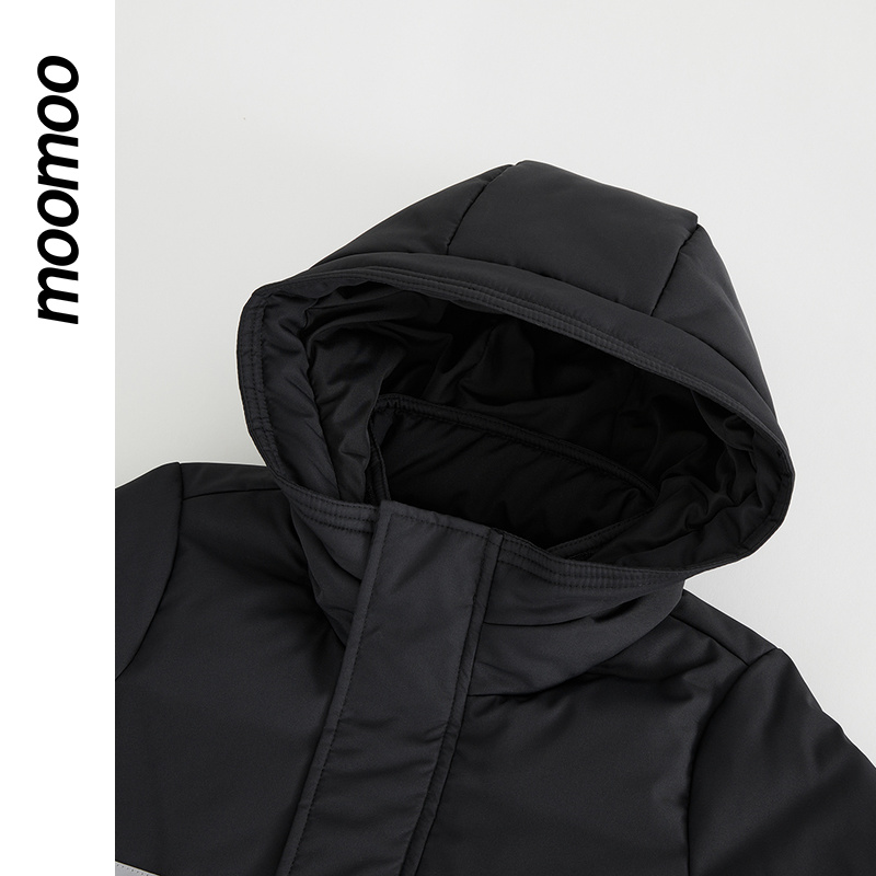 moomoo童装男童时尚羽绒服冬季新款经典字母印花时尚大口袋设计男