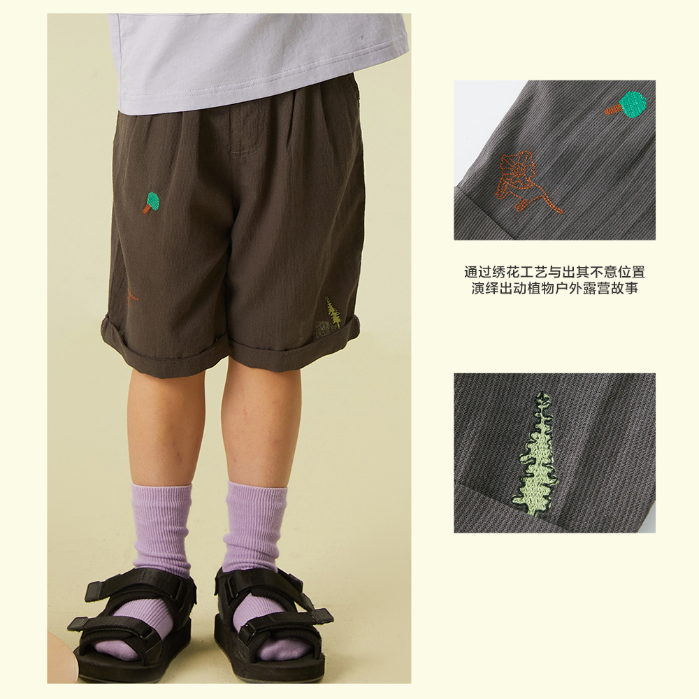 【设计师原创】moomoo童装男童色织条纹短裤夏新款宽松透气裤子 - 图0