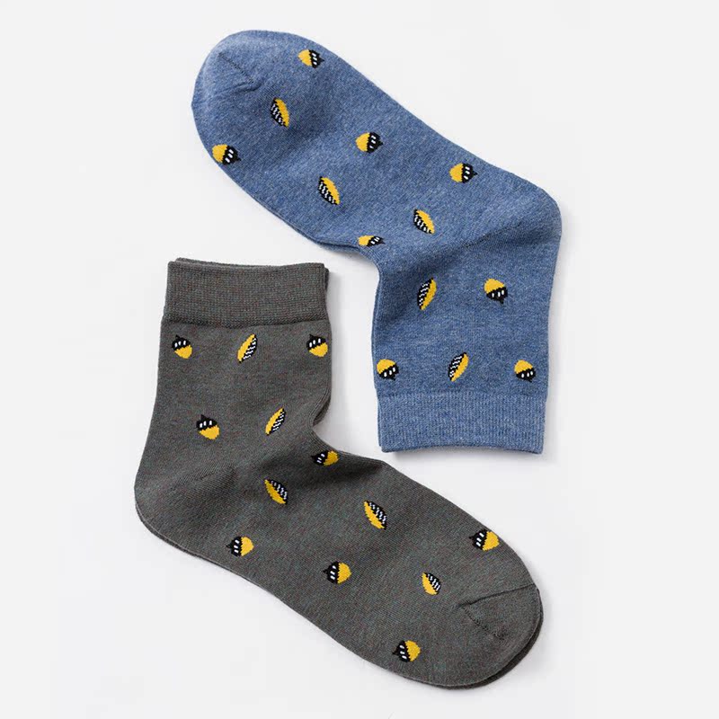 自然宣言旗舰店自然宣言袜子男秋冬低筒男士袜提花休闲棉袜防臭百搭简约袜3