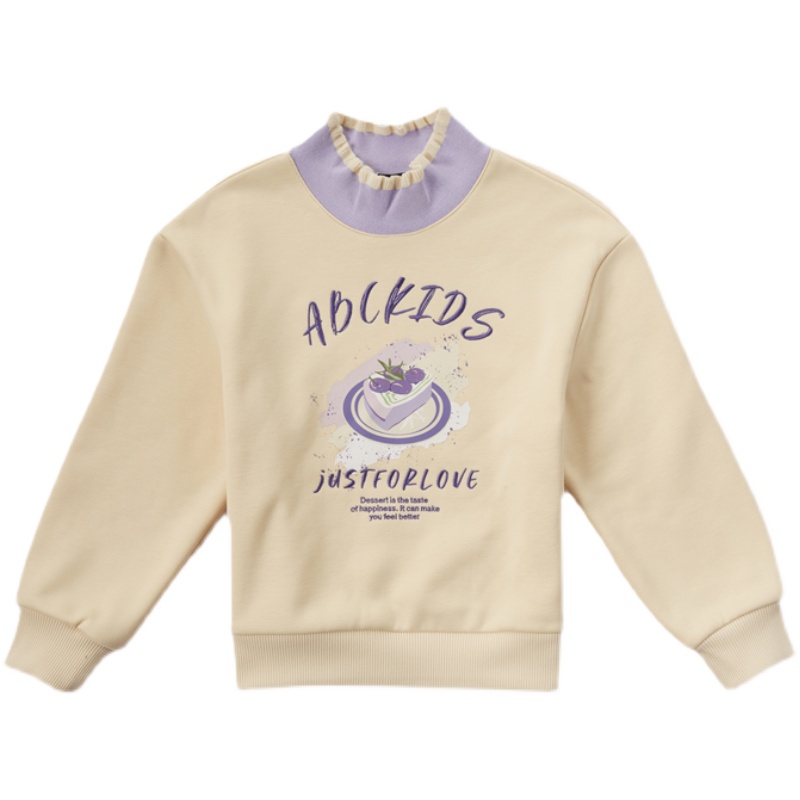 abckids童装2024冬季女童商场正品加绒淑女百搭卫衣潮F151305105 - 图3
