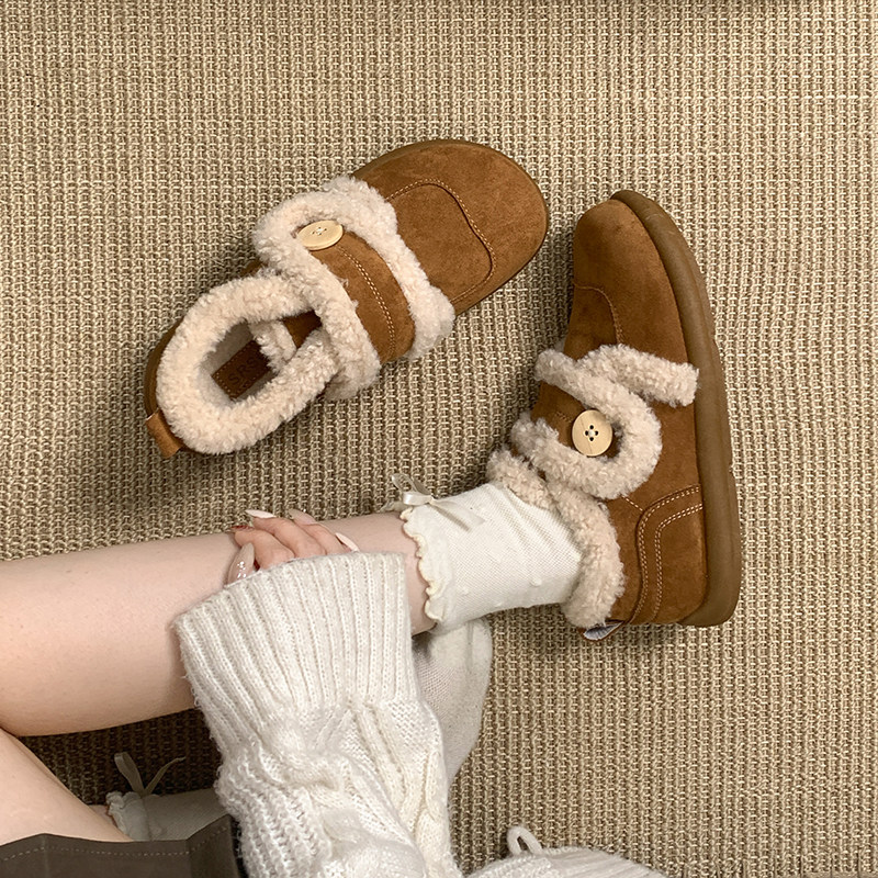 复古毛毛厚底雪地靴女款2025新款冬季外穿保暖棉鞋加绒全包勃肯鞋,淘宝优惠券,粉丝福利购,淘宝优惠卷