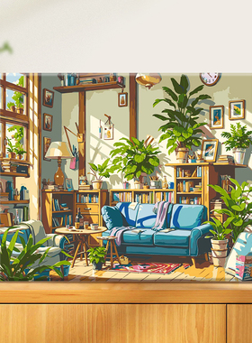 治愈系减压油彩涂色画-蜗居生活