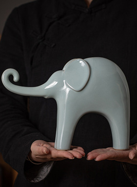 陶瓷大象摆件客厅酒柜办公