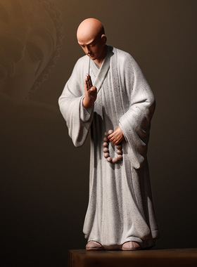 禅意小和尚摆件中式家居创