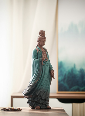 陶瓷手工艺品禅意观世音菩