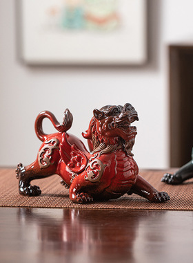 小号陶瓷貔貅摆件一对家居