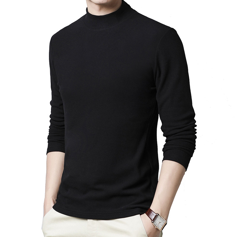 半高领双面绒德绒内搭保暖男丅卫衣 杰豹T恤