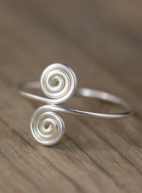 素元洛可可原创设计女玫瑰金戒指