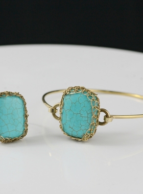 素元原创首饰优化松手镯女长方形手工编织个性文艺复古清新森手饰