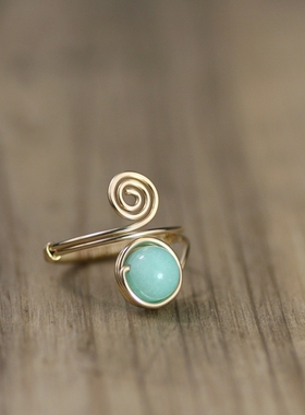 素元亚玛逊石天河石潮人夸张戒指