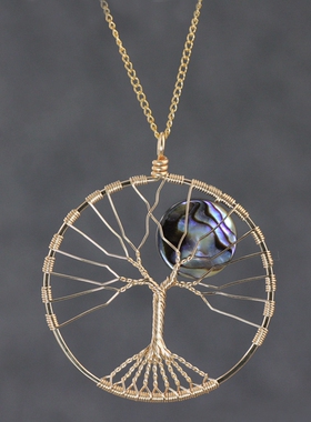 项链鲍鱼贝欧美手工招财树吊坠