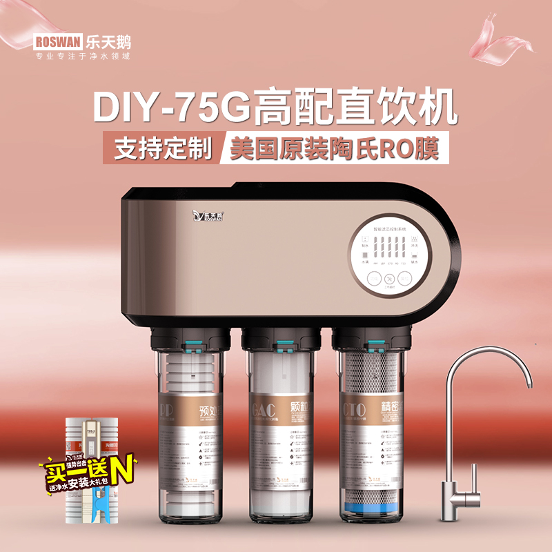 DIY乐天鹅净水器家用直饮自来水过滤器厨房净化器ro反渗透纯水机 - 图0