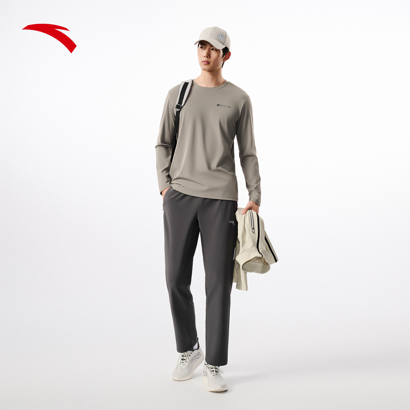 安踏运动长袖T恤速干套头针织衫2026新款轻暖绒训练休闲运动服男,淘宝优惠券,粉丝福利购,淘宝优惠卷