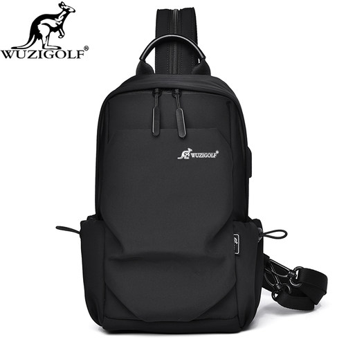 彬澳袋鼠多功能胸包男士双肩背包防水单肩斜挎包胸前小背包男包潮 - 图0