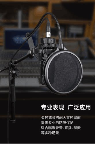 Alctron爱克创PF06话筒防风罩不挡脸设计PF04大号双层防喷罩过滤 - 图3
